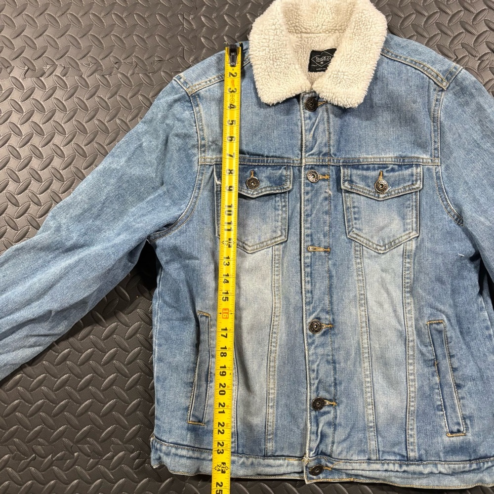 Track 23 Sherpa Lined Denim Jacket Men’s Medium Trucker - Picture 8 of 12
